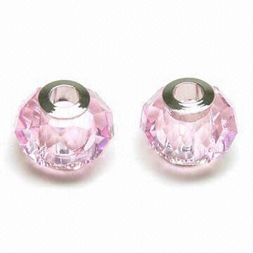 Faceted Glass Beads with Rhodium Plating, Lead- and Nickel-free