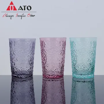 Embossed Stemless Retro Amber Colored Wine Cup