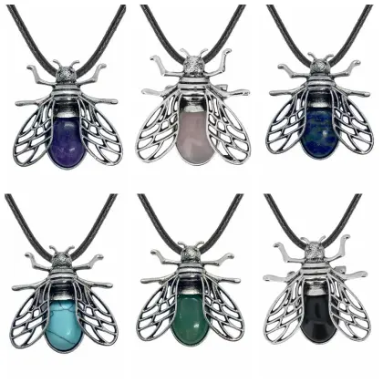 Alloy gem long pendant necklace