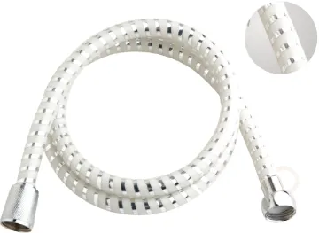 White Flexible Silver Shower Hose in Bathroom