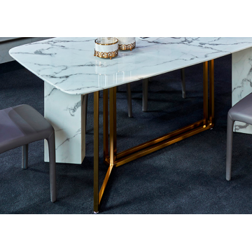 Квадратный мраморный обеденный стол из нержавеющей стали