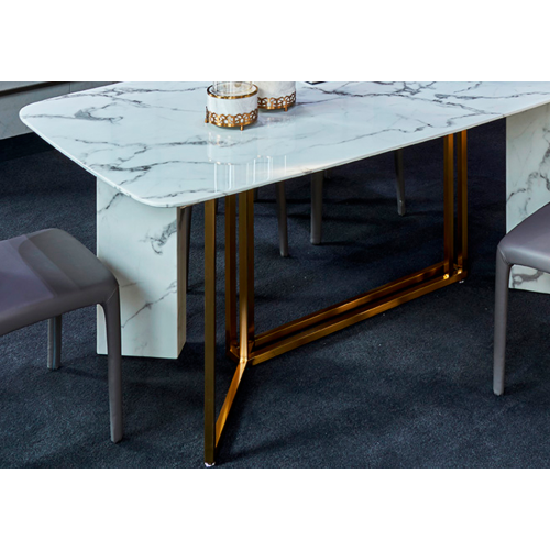 Stainless Steel Base Square Marble Dining Table