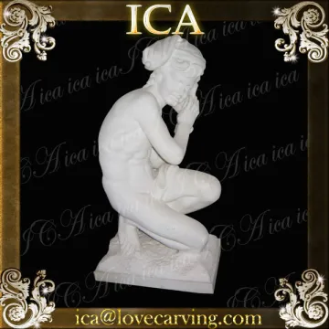 white marble nude boy stone statue