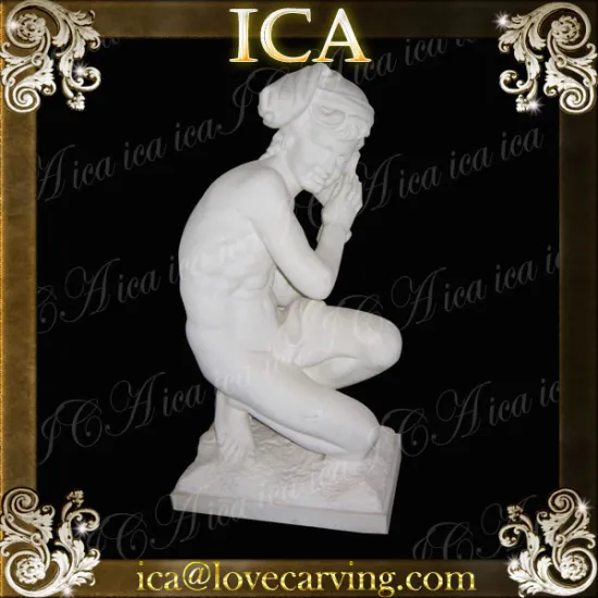 white marble nude boy stone statue