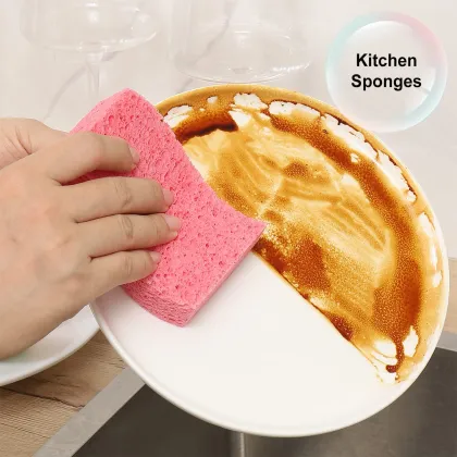 12pcs Colorful Absorbent Kitchen Cleaning Sponges - High Quality Denatured Spontex Cellulose