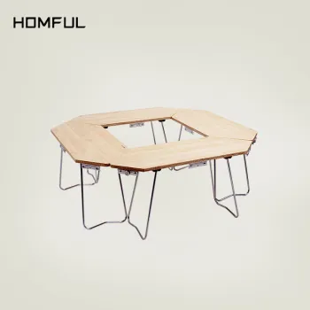 Stainless Steel Maple Plywood Portable Folding Camping Table