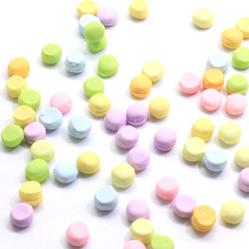 Fabrycznie niska cena Pastelowy Śliczny Mini Żywica Makaronik Okrągły Kształt Cukierkowe Kolory Płaskie Tylne Naklejki na Materiały Szlamowe DIY