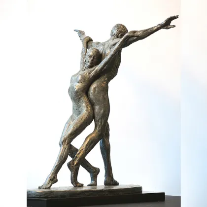 Dance art statue casting bronze nude dancing man and woman sculpture