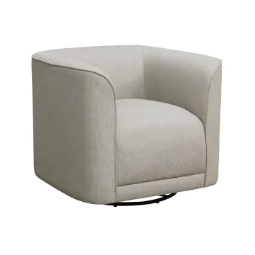 Modern Grey Fabric Swivel Arm Accent Chair