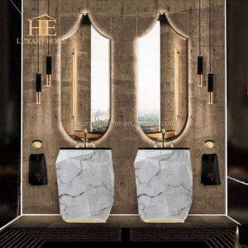 Custom Luxury Black Fiberglass Freestanding Diamond Bathroom Sink for Villa Bathroom Furniture