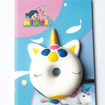 PU Foam Unicorn Sticker Notebook: Stress Toy with Animal Plaster for Books
