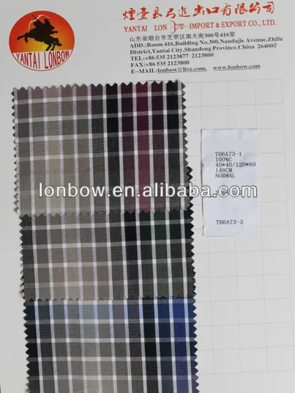 Fine quality 100%cotton check shirting fabric