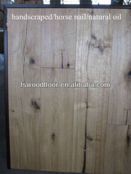 hand scraped horse nail & natural oiled oak flooring
