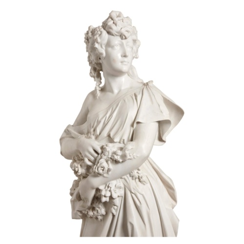 Busto de estatua de mármol floral antigüedad