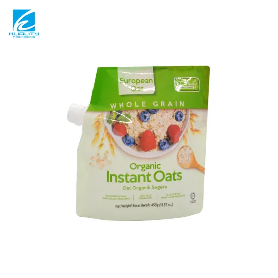 Custom Printed Plastic Composite Stand Up Pouch with Spout for Instant Oat Packaging
