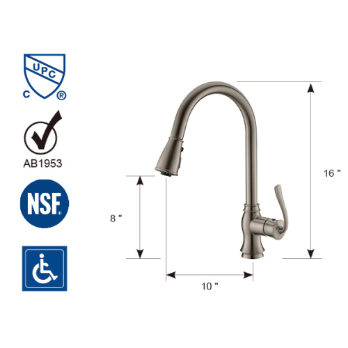 Torneira de aço inoxidável puxado com fluxo de água ajustável