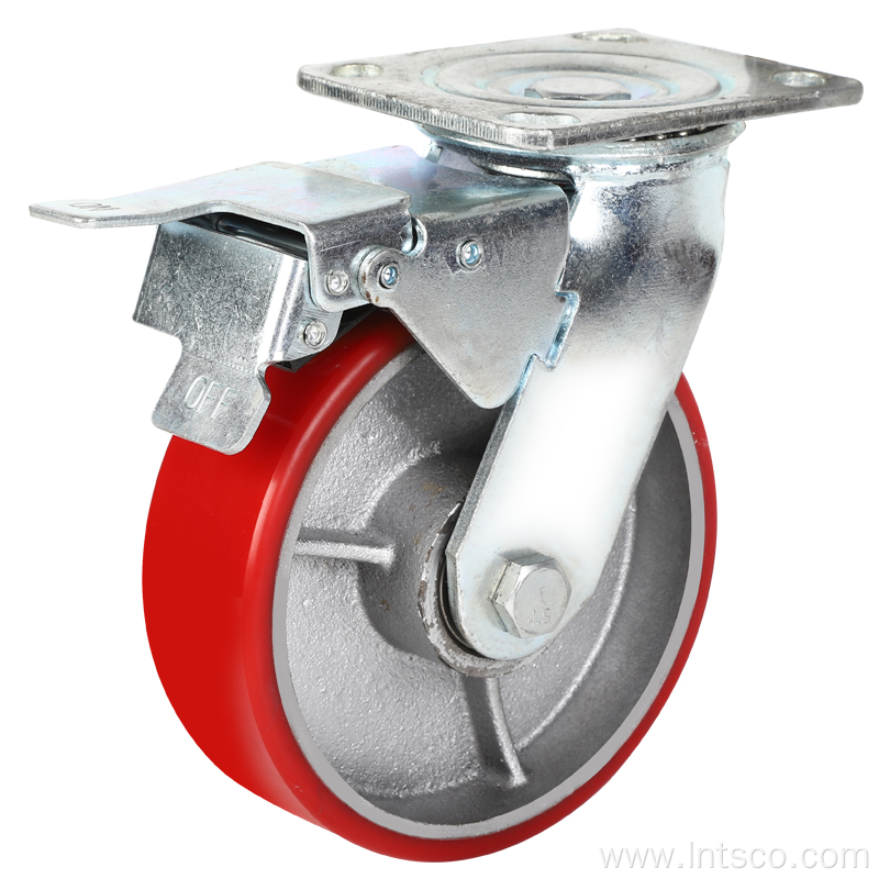 Heavy Duty PU on Iron Total Brake Casters