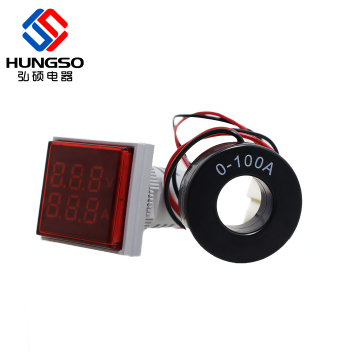 Square Digital Indicator AD16-22FVA 2-in-1 Voltage and Current Meter (0-100A)