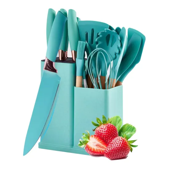 2023 Kitchen Tool Set: 19-Piece Black, Green, Pink, and Gray Silicone Utensils Cooking Tools Set
