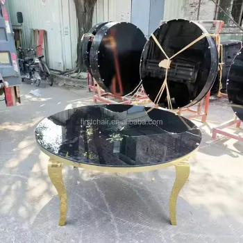 Wholesale Stainless Steel Round Wedding Dining Table with Glass Top