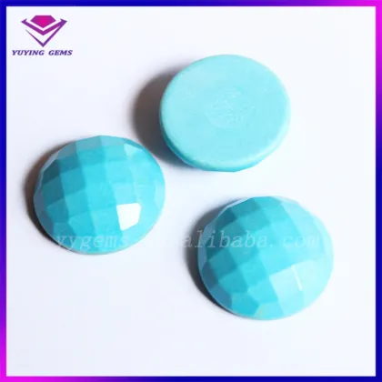 Man Made Turquoise Material Checker Face Synthetic Glass Turquoise Bead