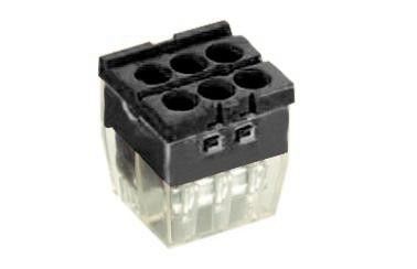 Black 600v 20a Spring - Clipping Push Wire Junction Box Connector / Terminal Blocks With 6 Pole