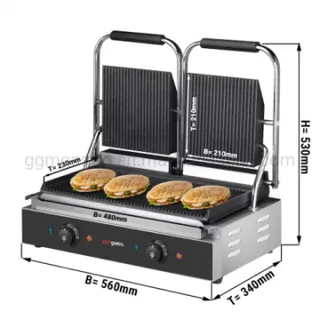 Commercial Cooking Equipment Double Head Contact Grill / Panini Maker