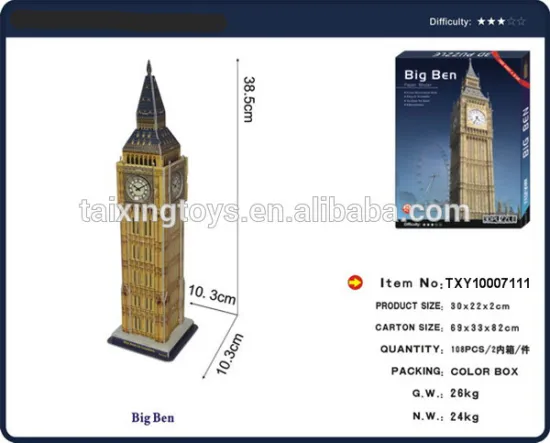 Educational 3D London Big Ben Building Blocks Kids DIY Cheap Toys