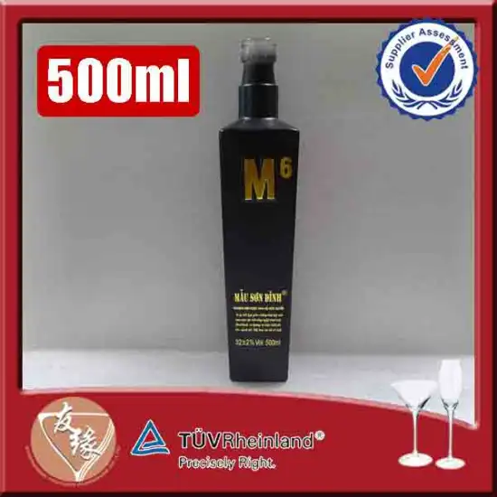 500ml custom design decaled vodka black glass bottle