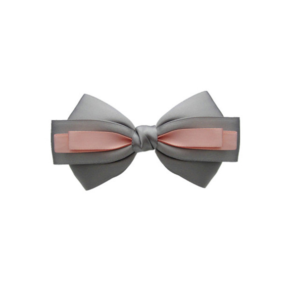 gray Ribbon Bow with pink ribbon