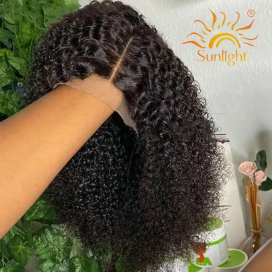 Sunlight Raw Virgin indian human hair with baby hair 13x4 lace front wig wave wig human hair curly wig for woman