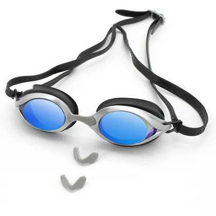 Professional Anti-Fog Mirrored Blue Lens Racing Swimming Goggles