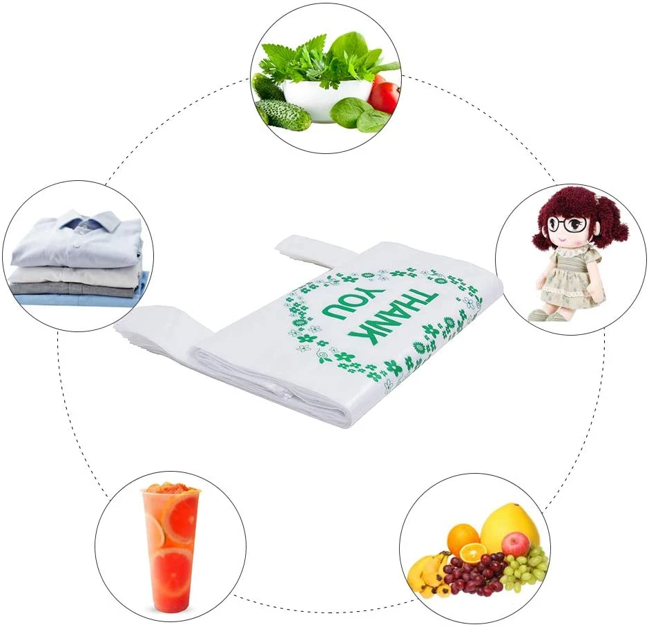 Wholesale Clear Handle T Shirt Garbage Food Vegetable Packing Grocery Plastic Shopping Bag