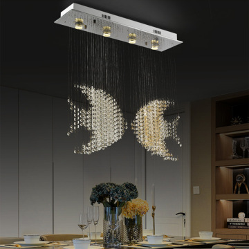 High Grade LED Clear Glass Turkish Fish Shaped Small Crystal Chandelier