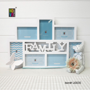 Unique injection photo frame with 7 openings and word "FAMILY"