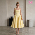 Gelb kariertes Maxikleid