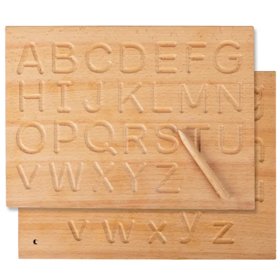 Montessori Wooden Double-Sided Alphabet Tracing Board for Preschool Educational Toys