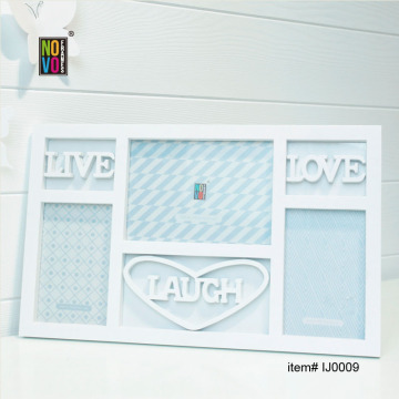 Injection photo frame with 3 openings and word "LIVE LOVE LAUGH"