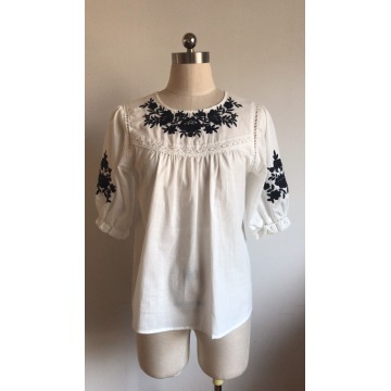 Lady's cotton voile embroidered blouse