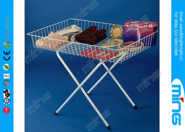 White Promotion Etail Dump Bins Collapsible Wire Display Table