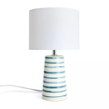 Unique White Ceramic Lamp With Artisan Stripes