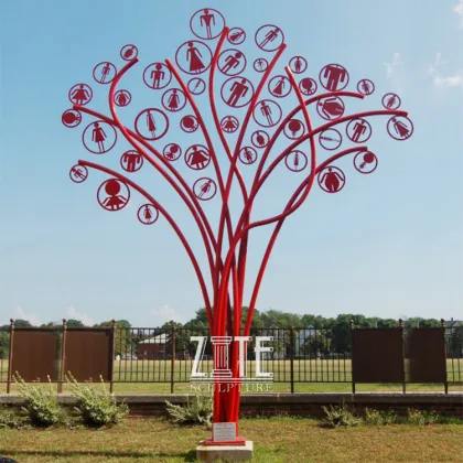 Garden outdoor large art metal statue stainless steel tree of life sculpture