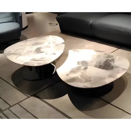 Imported Luxury Oreo Gray Irregular Marble Coffee Table