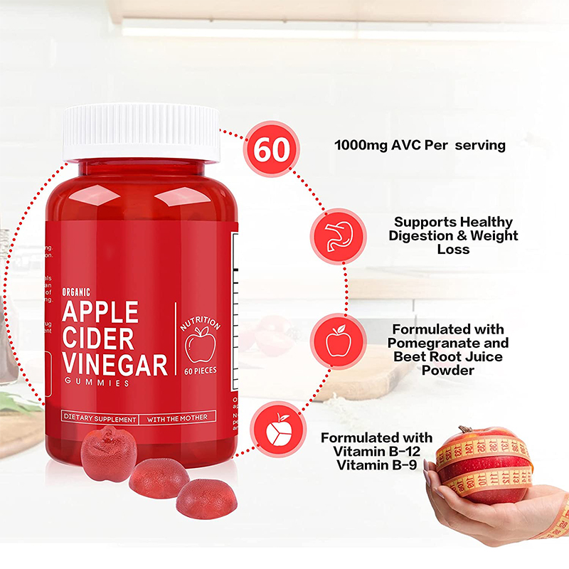 High Quality Colorful Custom Health Private Label Vegan apple cider vinegar keto gummy with vitamin b12