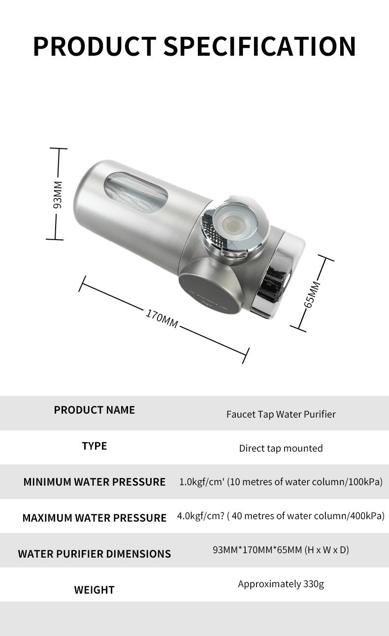 Horizontal Digital Display Faucet Water Purifier