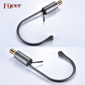 Long Neck Water Drop Gun Grey Color Basin Faucet