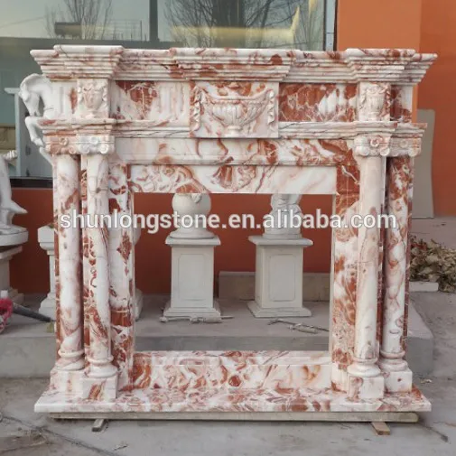 White and red marble fireplace,stone fireplace