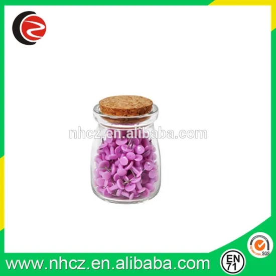 Pink Flat pin in glass bottle