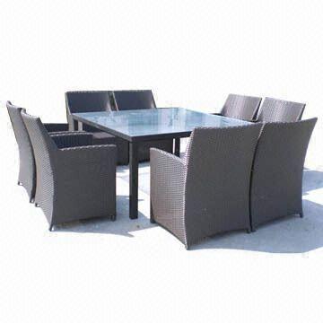 Dining Table and Chairs with Powder-coated Frame, Made of Aluminum