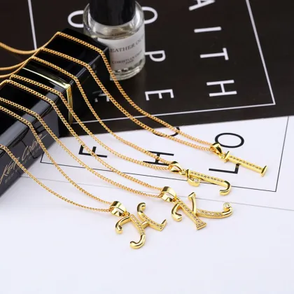 Custom Diamond Gold Initial Pendant Necklace